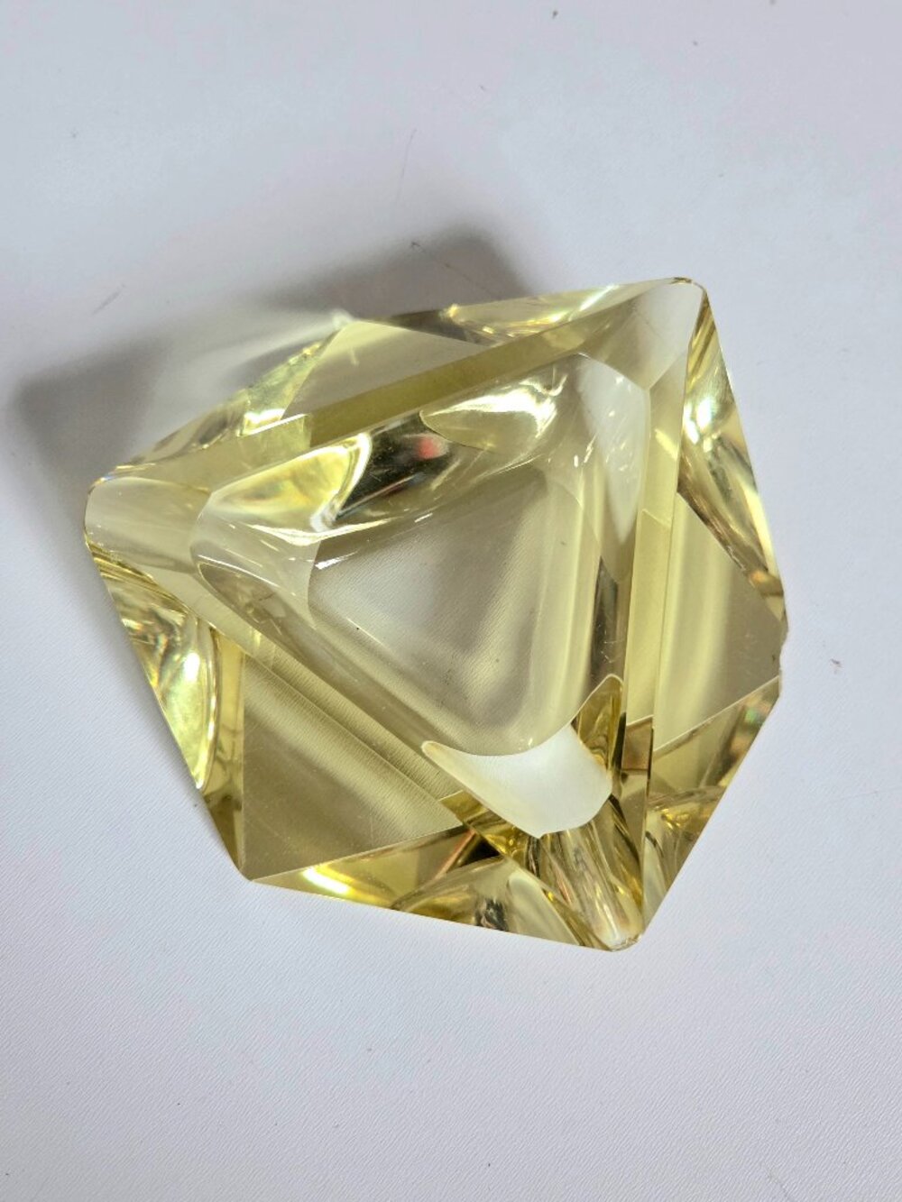 Vintage Citrine Faceted Glass Ashtray Attributed to Flavio Poli Murano AS IS.